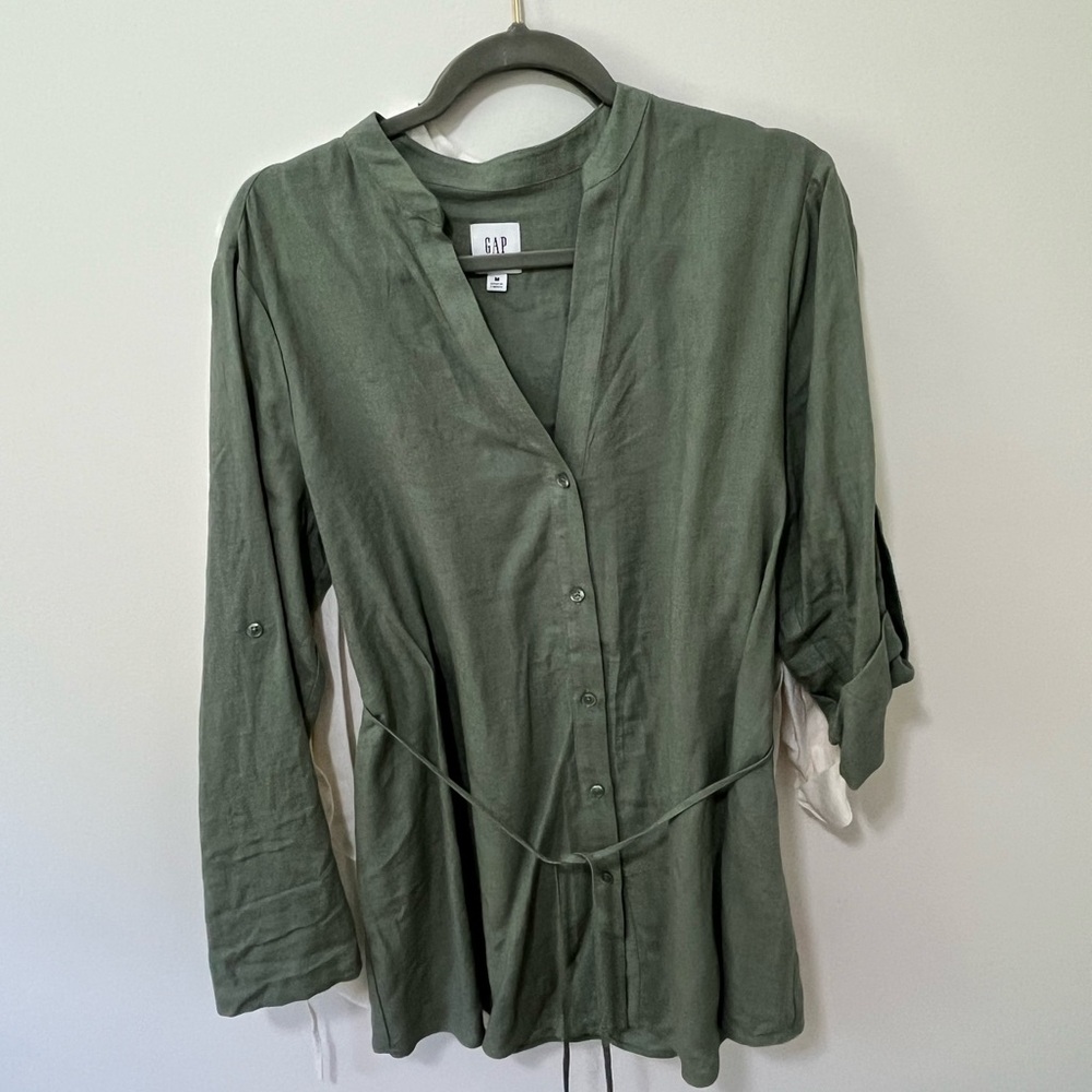 GAP Green Button Down Maternity Shirt